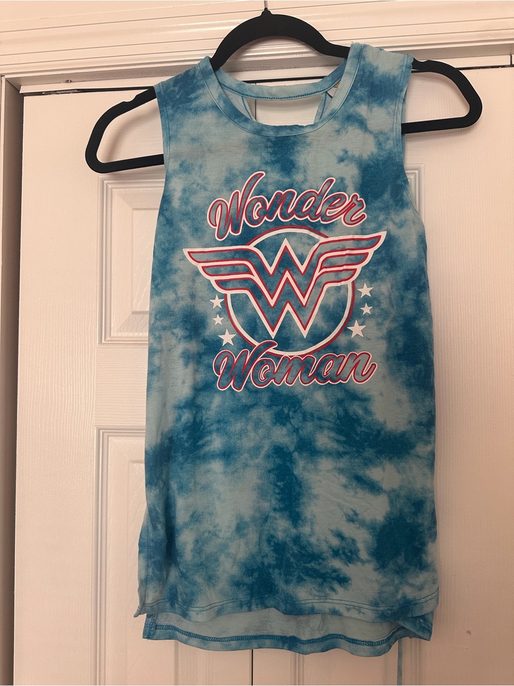 Wonder Woman Blue Tie-Dye Graphic Tank Top